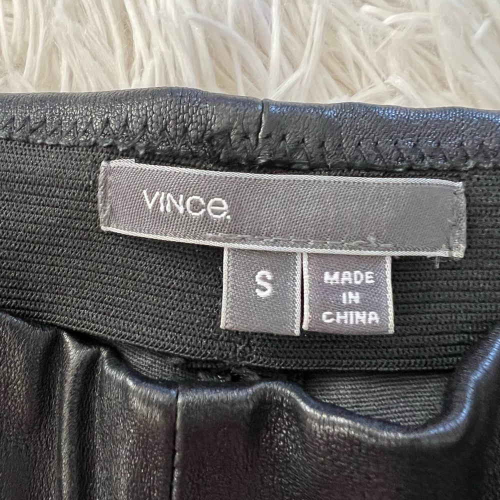 VINCE Knit Cuff Leather Stretch Leggings Pants - Size S - Picture 7 of 8